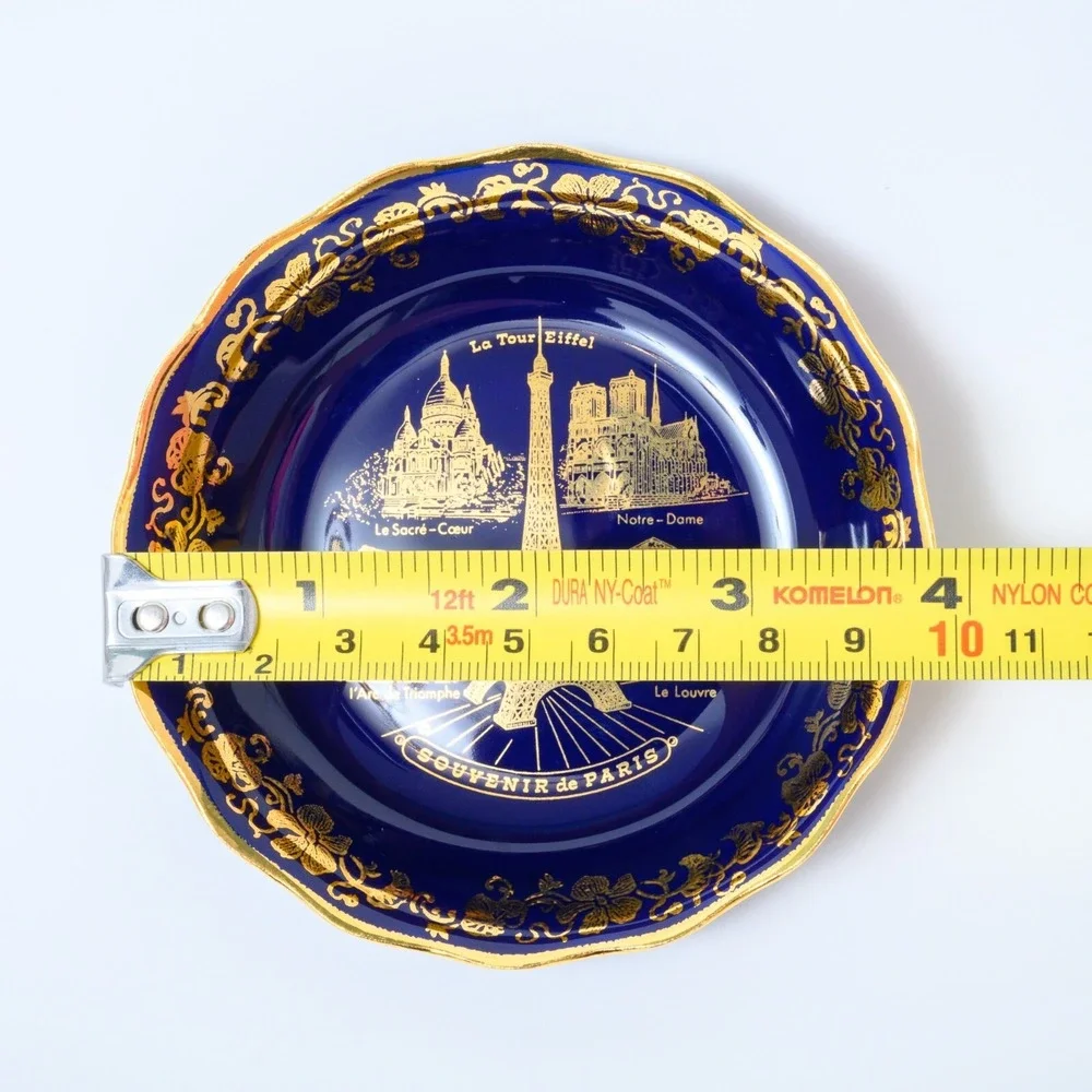 Imperia Limoges Paris France Blue Souvenir Plate Real Gold / Porcelain 3 7/8